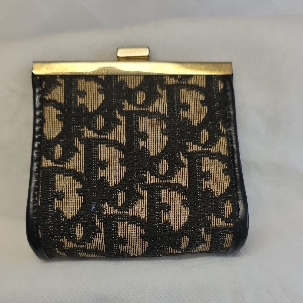 Dior Black and Gold Patterned Wallet